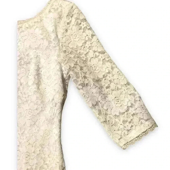 Laundry by Shelly Segal Size 2 White Lace 3/4 sleeve Knee Length Cocktail Dress - Picture 10 of 12